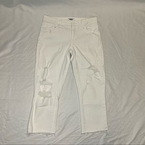 Paige Womens Bridgette Mid Rise Crop White Destroyed Jeans 26